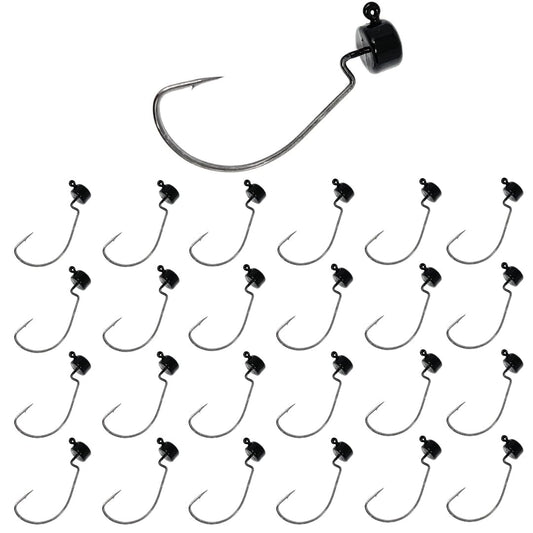 Reaction Tackle Ned Rig Jig Heads - Mushroom Jig Head Shroom jigs, Bass Fishing Lures, Fishing Tackle Finesse Jig Fishing Hooks (25-Pack Kit)