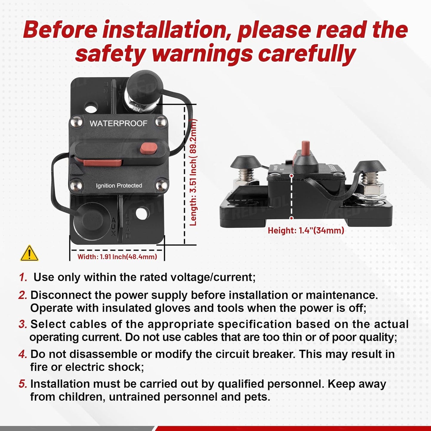 RED WOLF 200 Amp Circuit Breaker Fuse