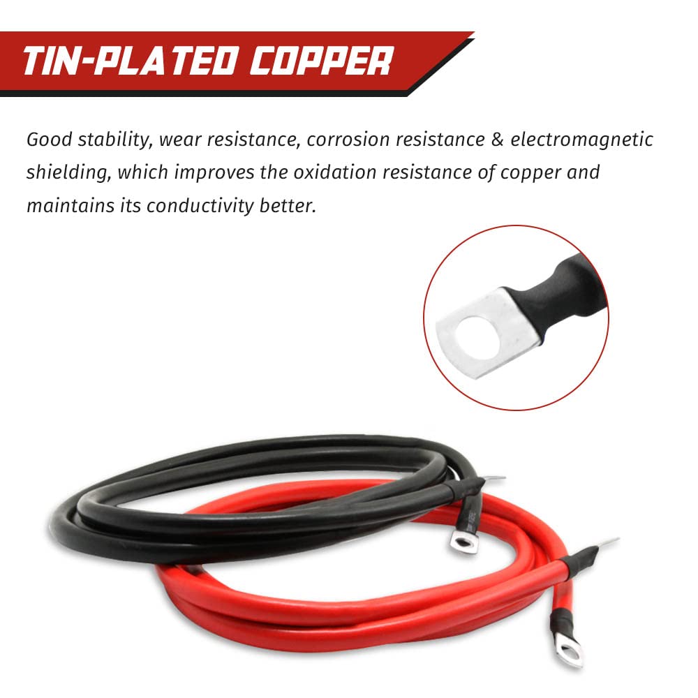 2 AWG Gauge Battery Cables Set with Terminals