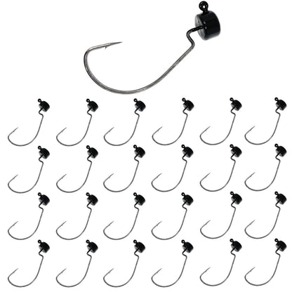 Reaction Tackle Ned Rig Jig Heads - Mushroom Jig Head Shroom jigs, Bass Fishing Lures, Fishing Tackle Finesse Jig Fishing Hooks (25-Pack Kit)