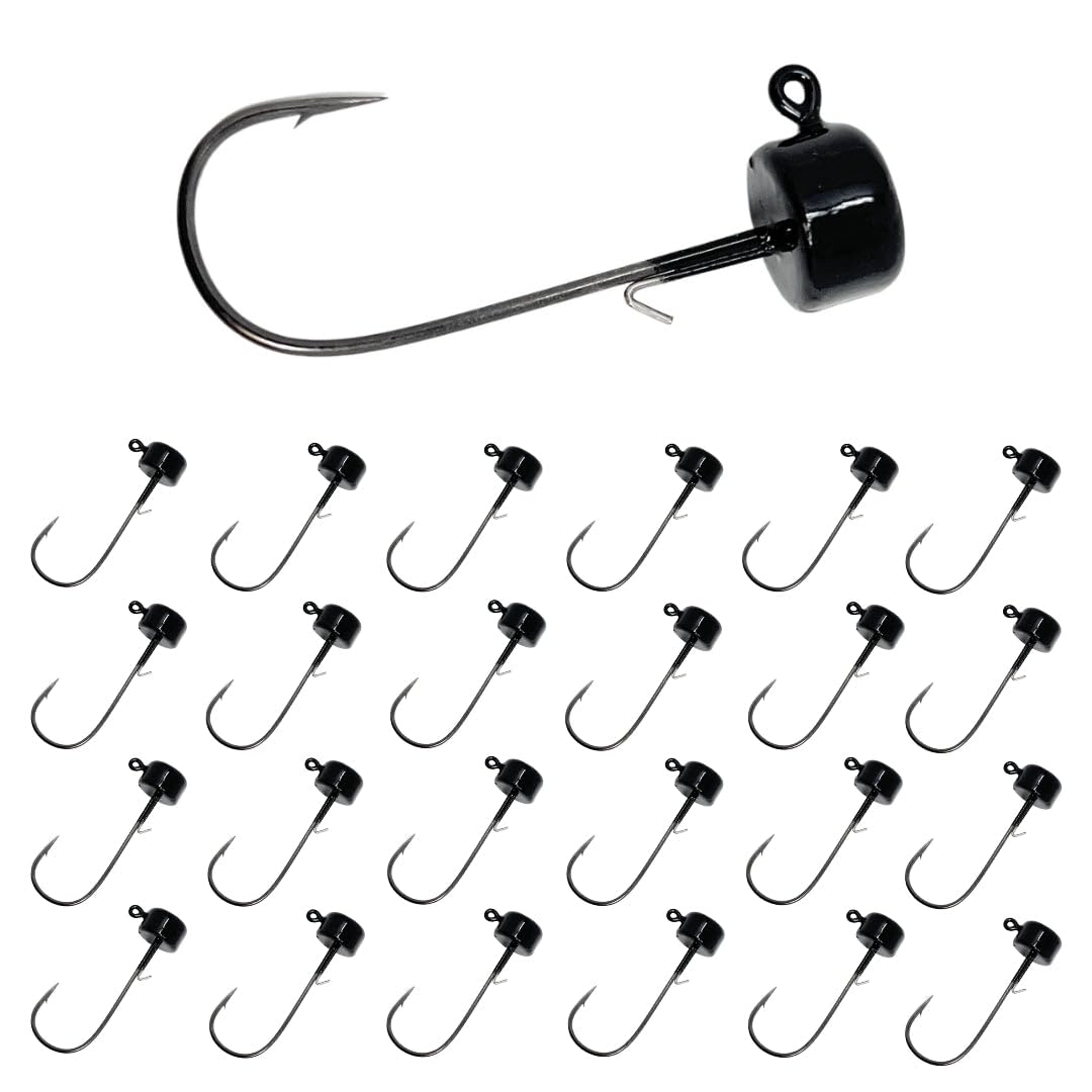 Reaction Tackle Ned Rig Jig Heads - Mushroom Jig Head Shroom jigs, Bass Fishing Lures, Fishing Tackle Finesse Jig Fishing Hooks (25-Pack Kit)