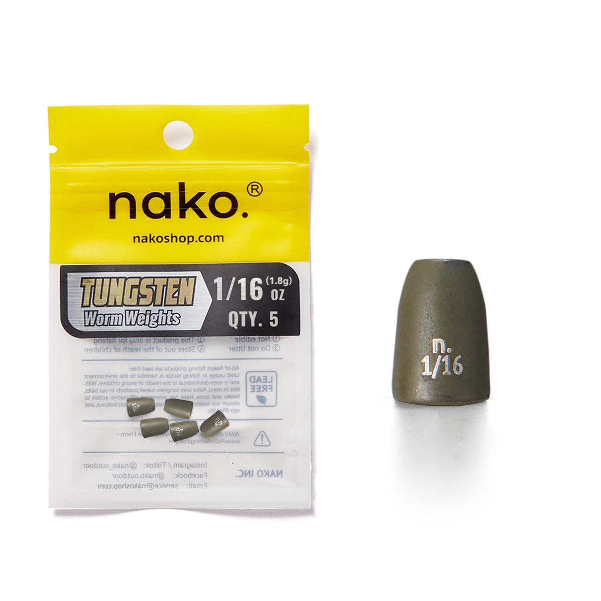 Nako Tungsten Bullet Weights for Fishing