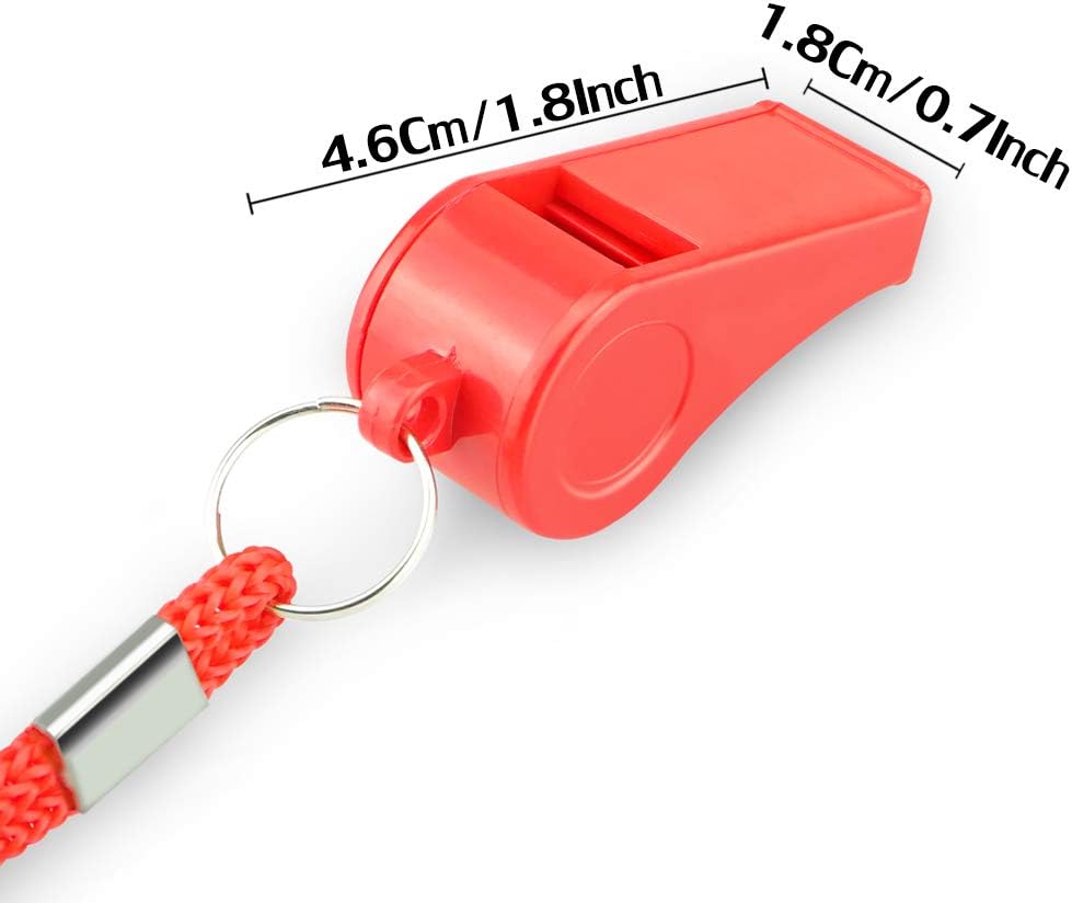 Red Emergency Whistles with Lanyard 2 Pack