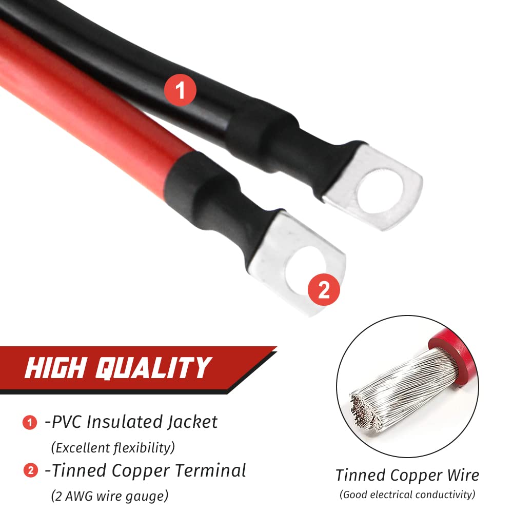 2 AWG Gauge Battery Cables Set with Terminals
