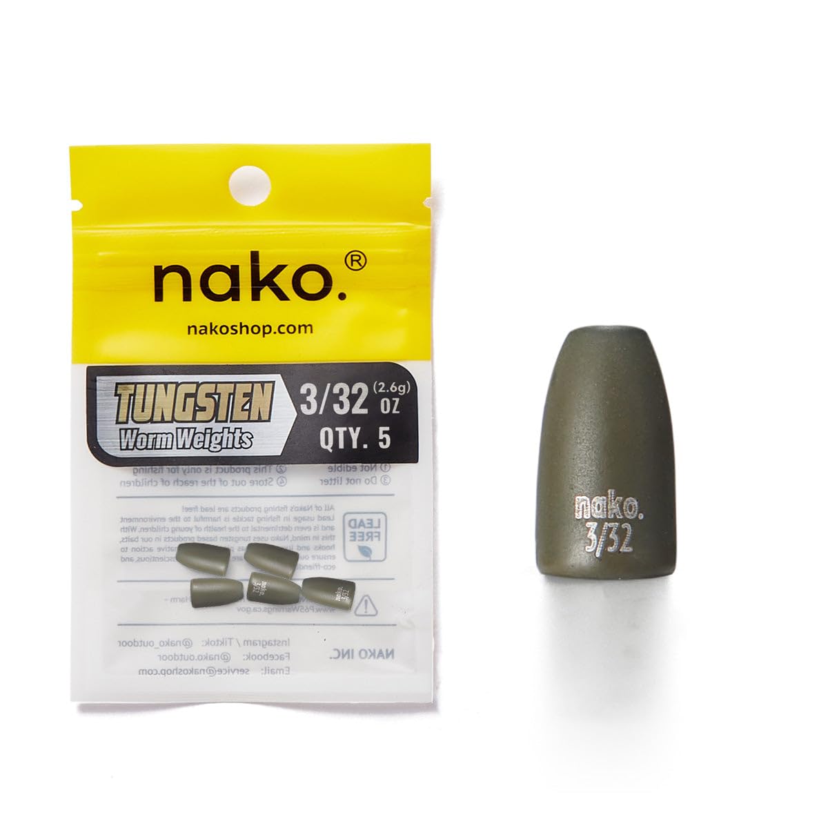 Nako Tungsten Bullet Weights for Fishing