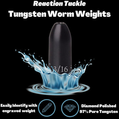 Reaction Tackle Tungsten Worm Weights for Bass Fishing