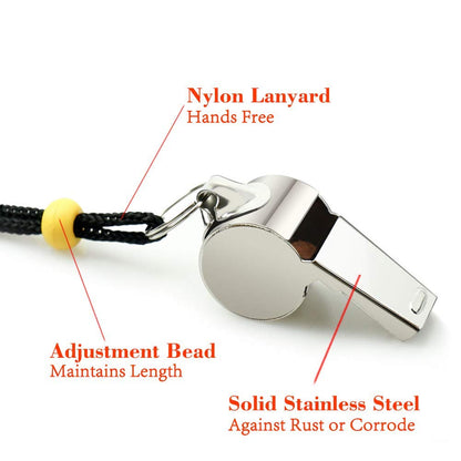 Whistle, 2 Pack Stainless Steel Sports Whistles with Lanyard
