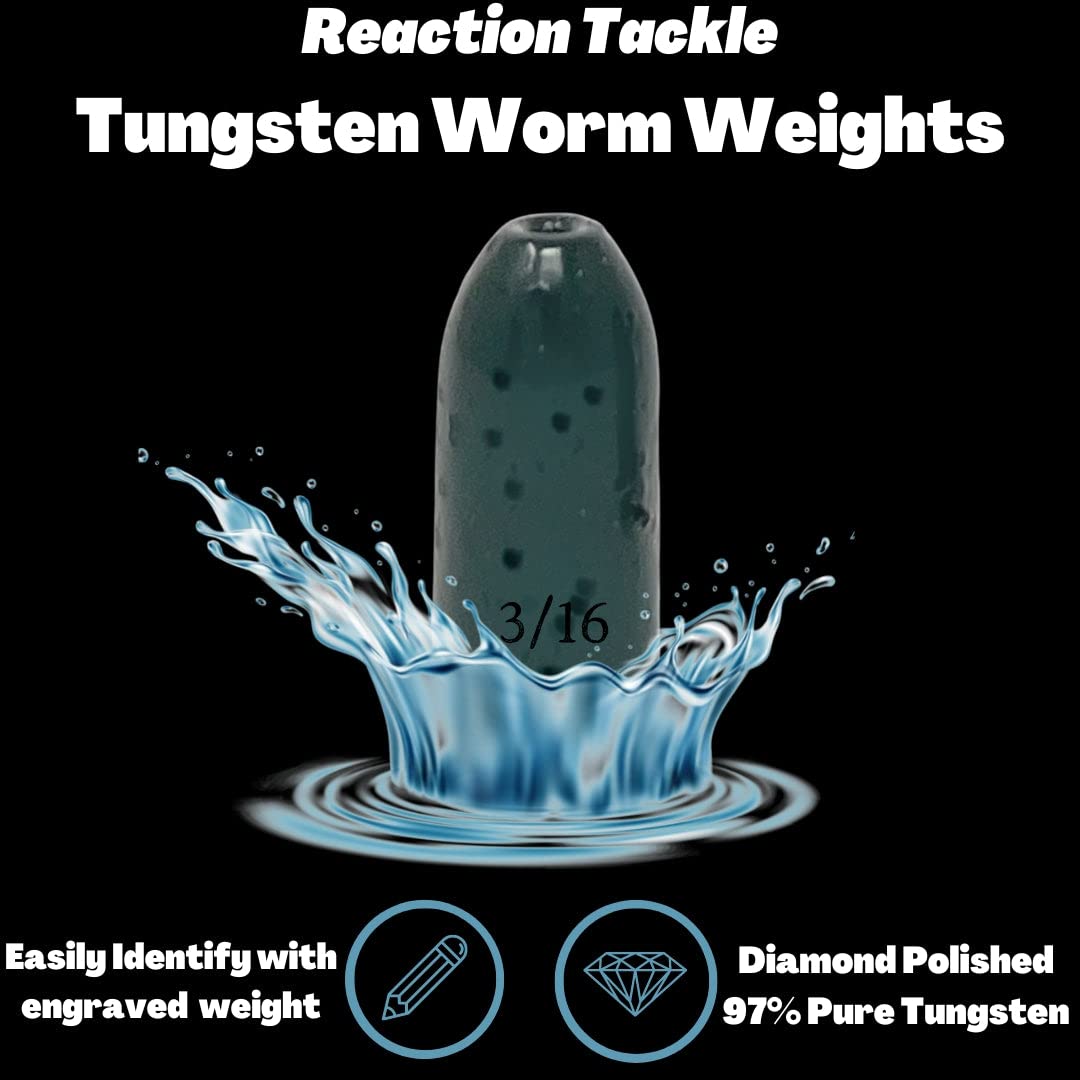 Reaction Tackle Tungsten Worm Weights for Bass Fishing