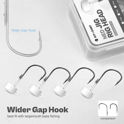 Ned Rig Jig Heads, 20 Pack Finesse Mushroom Jig Hooks Kit for Bass Fishing 1/16 3/32 1/8 3/16oz