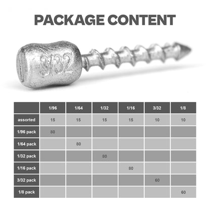60/80-PCs Hard Alloy Screw Nail Weights