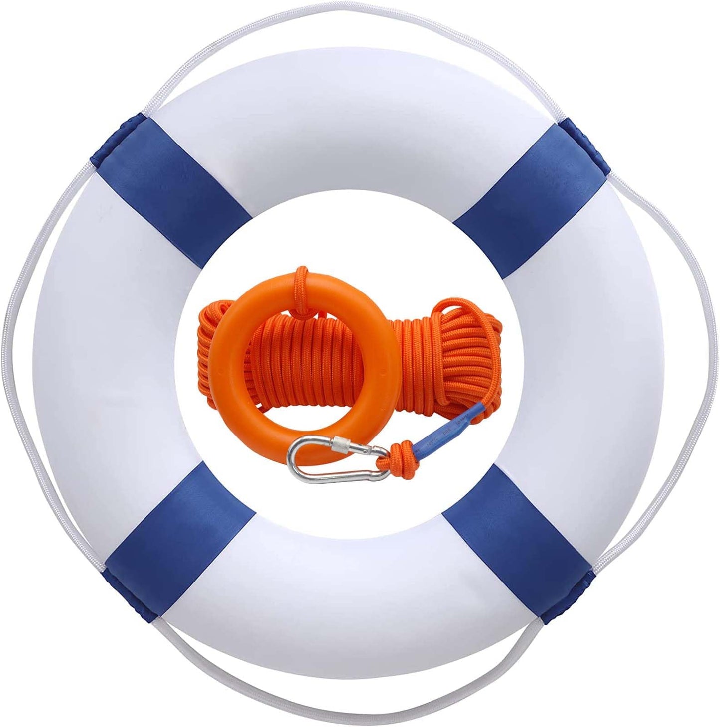 Lifebuoy Set 20Inch Life Preserver Ring and Water Floating Lifesaving Rope