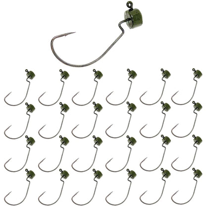 Reaction Tackle Ned Rig Jig Heads - Mushroom Jig Head Shroom jigs, Bass Fishing Lures, Fishing Tackle Finesse Jig Fishing Hooks (25-Pack Kit)