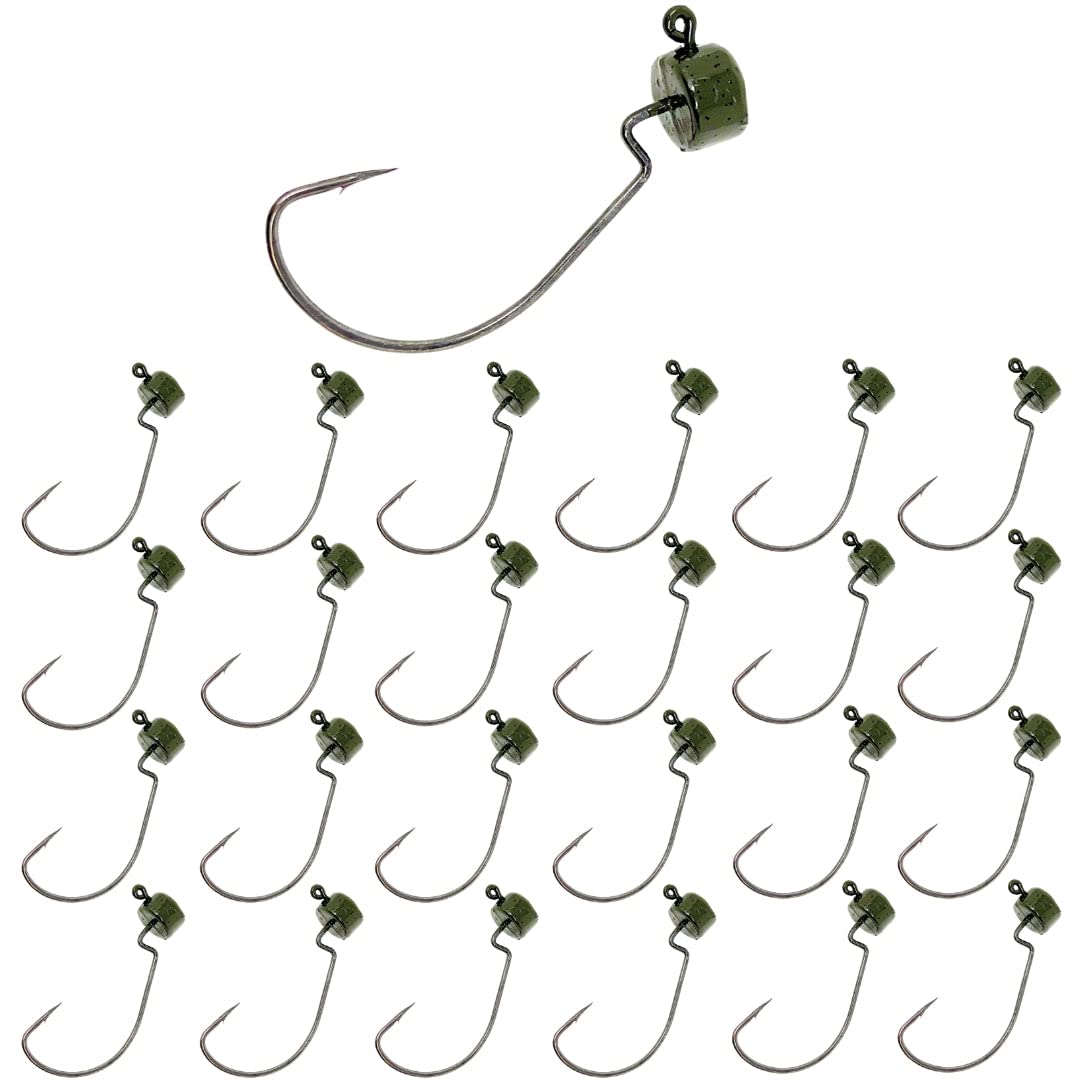 Reaction Tackle Ned Rig Jig Heads - Mushroom Jig Head Shroom jigs, Bass Fishing Lures, Fishing Tackle Finesse Jig Fishing Hooks (25-Pack Kit)