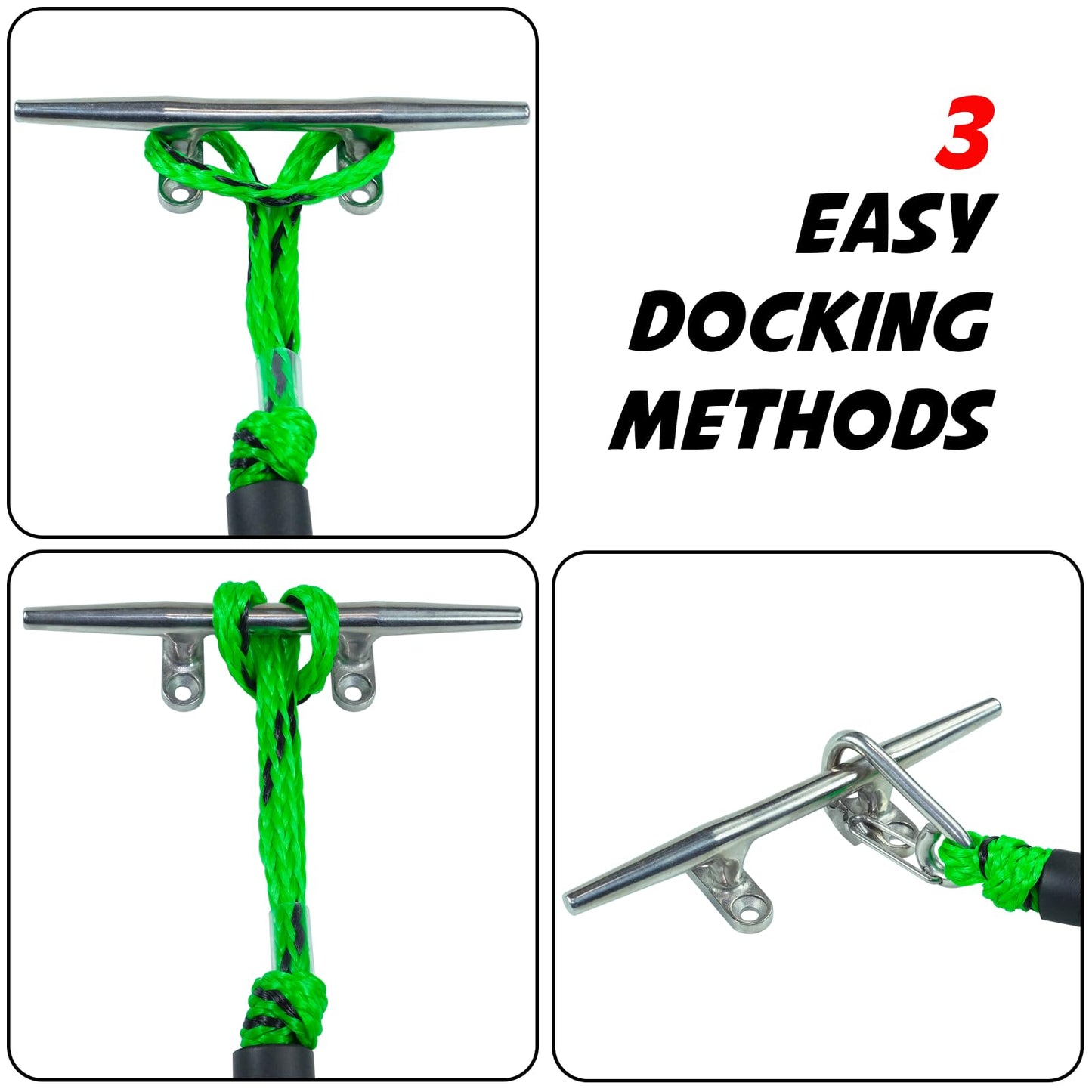 4 Feet Bungee Dock Line Mooring Rope 2-Pack for Docking