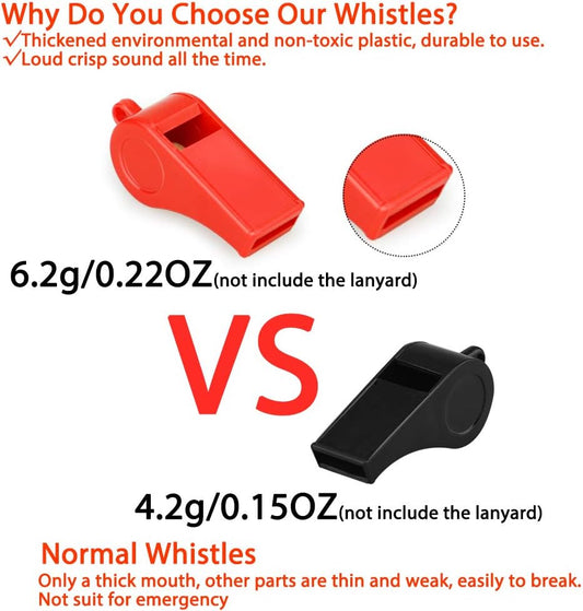 Red Emergency Whistles with Lanyard 2 Pack