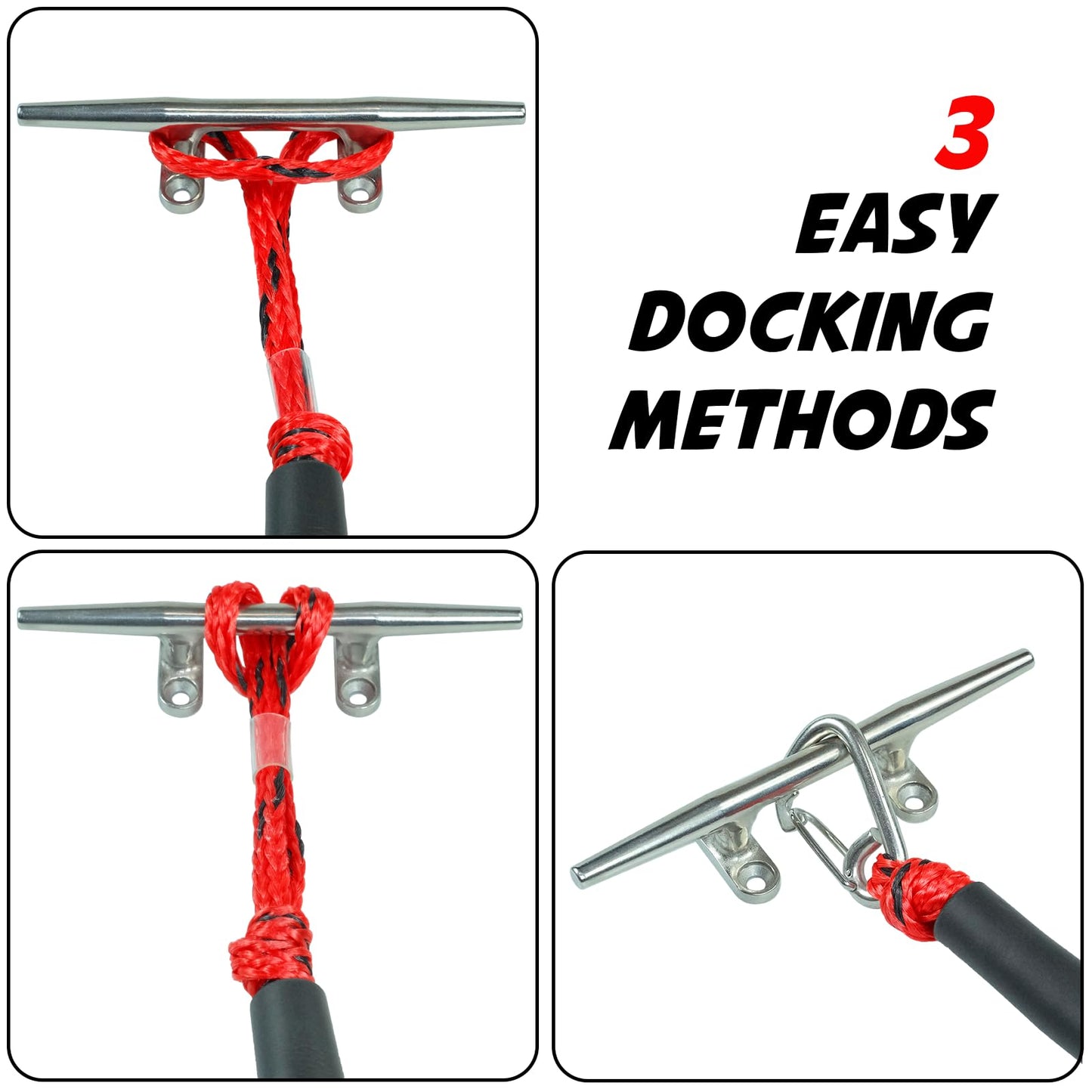 4 Feet Bungee Dock Line Mooring Rope 2-Pack for Docking
