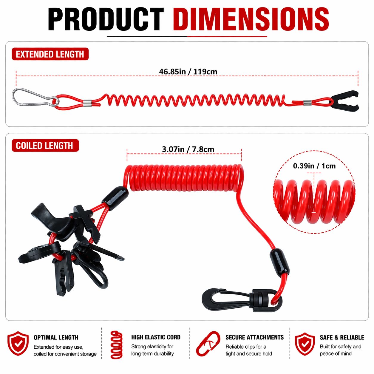 Boat Engine Safety Kill Stop Switch Lanyard