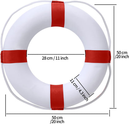 Lifebuoy Set 20Inch Life Preserver Ring and Water Floating Lifesaving Rope