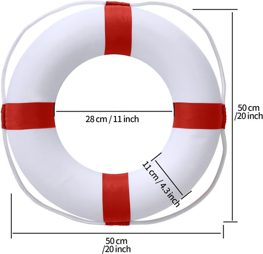Lifebuoy Set 20Inch Life Preserver Ring and Water Floating Lifesaving Rope