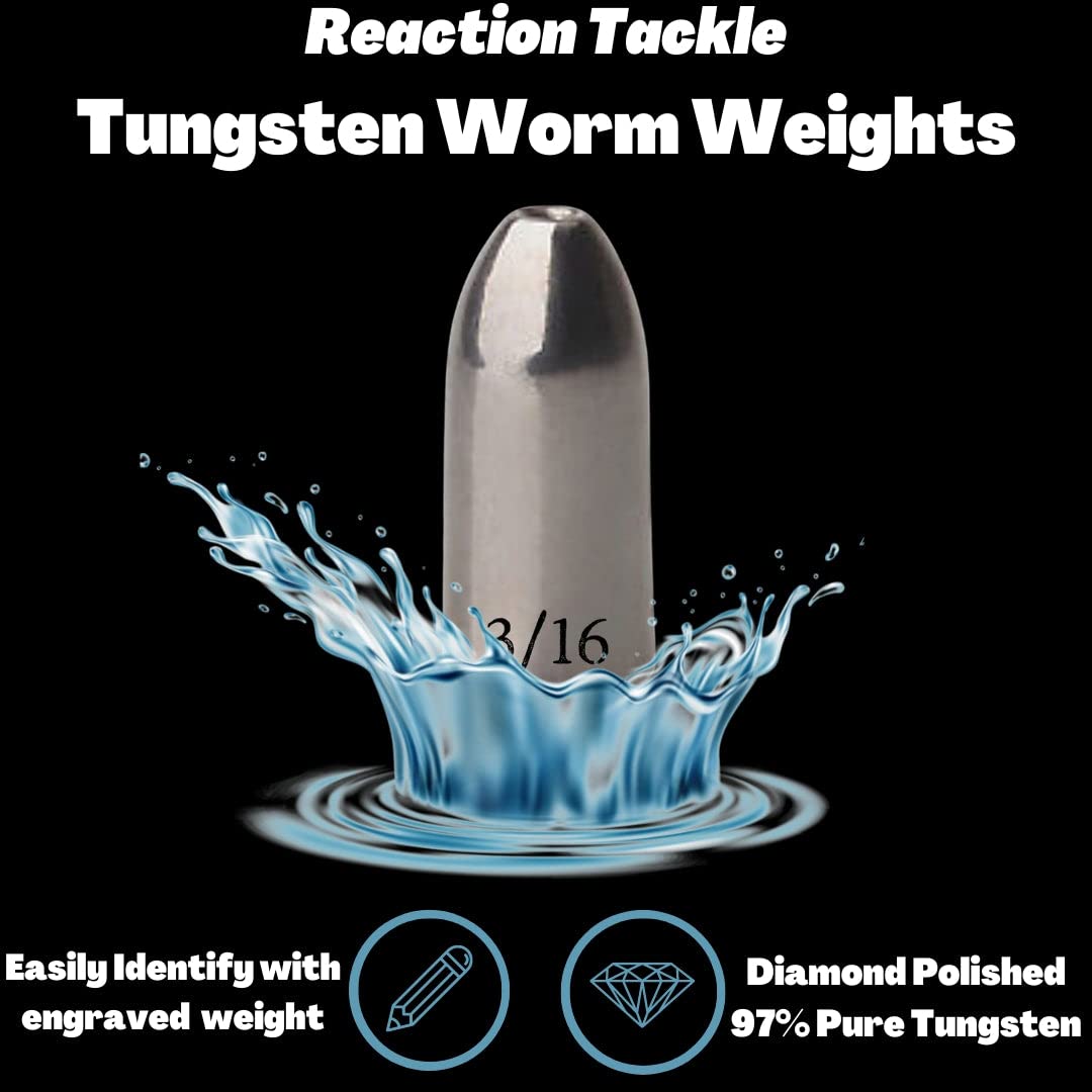 Reaction Tackle Tungsten Worm Weights for Bass Fishing