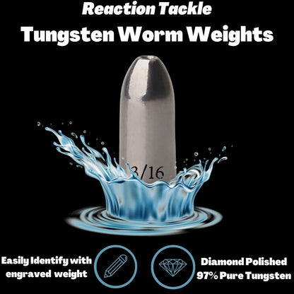 Reaction Tackle Tungsten Worm Weights for Bass Fishing