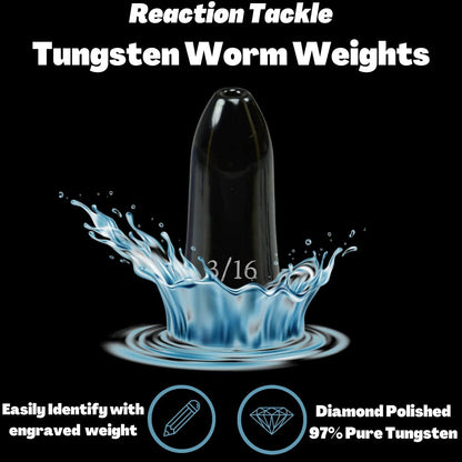 Reaction Tackle Tungsten Worm Weights for Bass Fishing