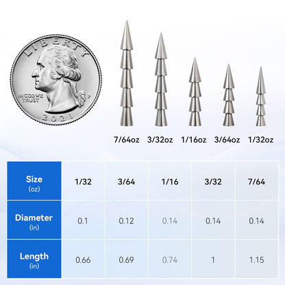 12/20pcs Tungsten Nail Weights for Neko Wacky Rig Fishing