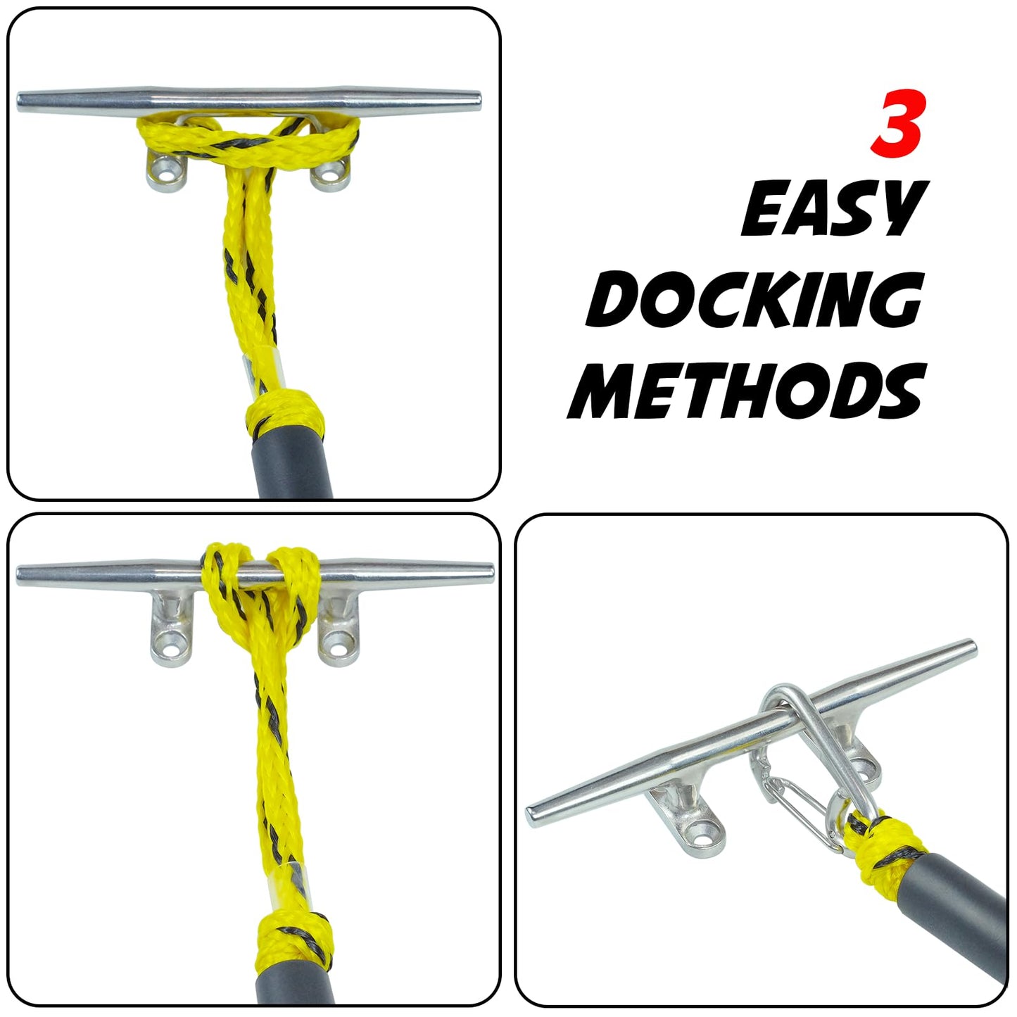 4 Feet Bungee Dock Line Mooring Rope 2-Pack for Docking