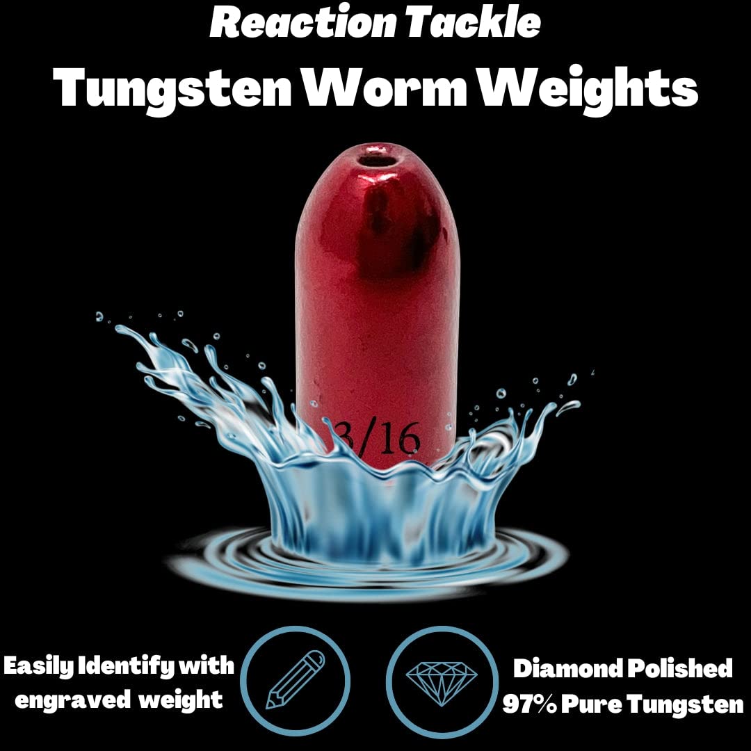 Reaction Tackle Tungsten Worm Weights for Bass Fishing