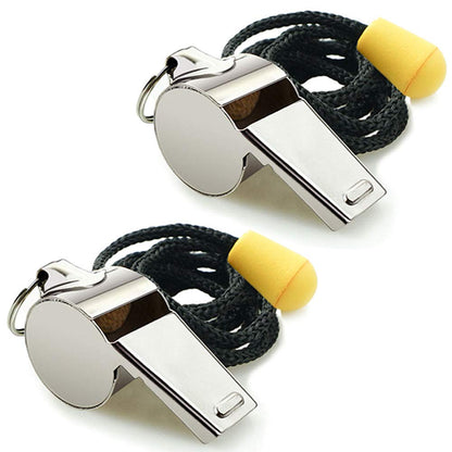 Whistle, 2 Pack Stainless Steel Sports Whistles with Lanyard