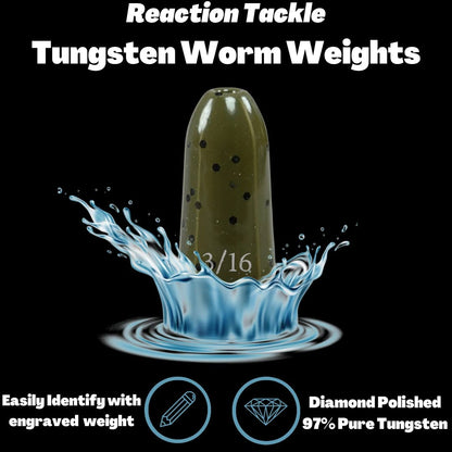 Reaction Tackle Tungsten Worm Weights for Bass Fishing