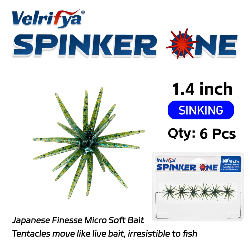 Tentacle Creature Lure, Japanese Style Soft Plastic Baits for Bass Fishing - for Drop Shot, Wacky Rig/Neko Rig and Finesse, Slow Sinking, Soft Bait by Velrifya