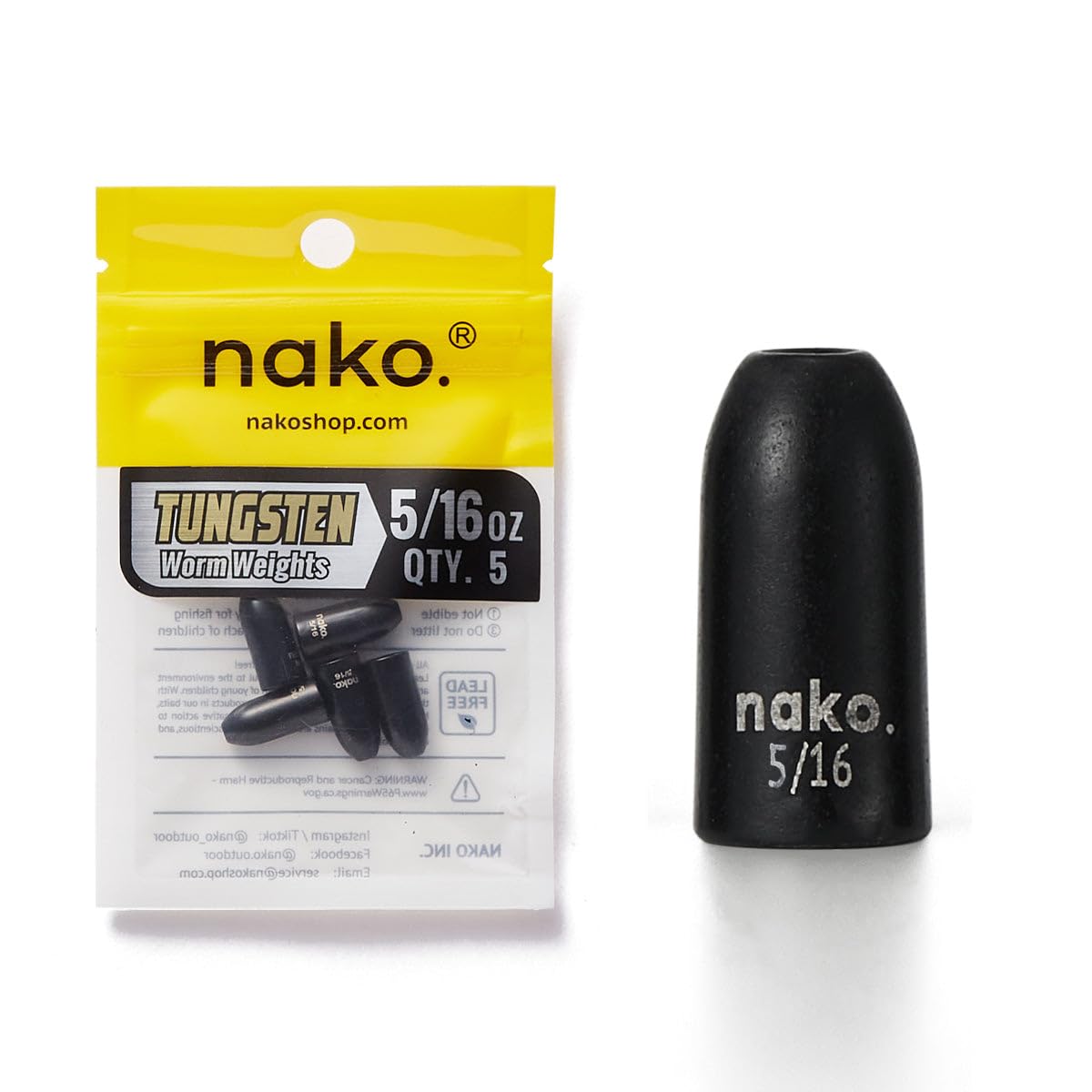 Nako Tungsten Bullet Weights for Fishing