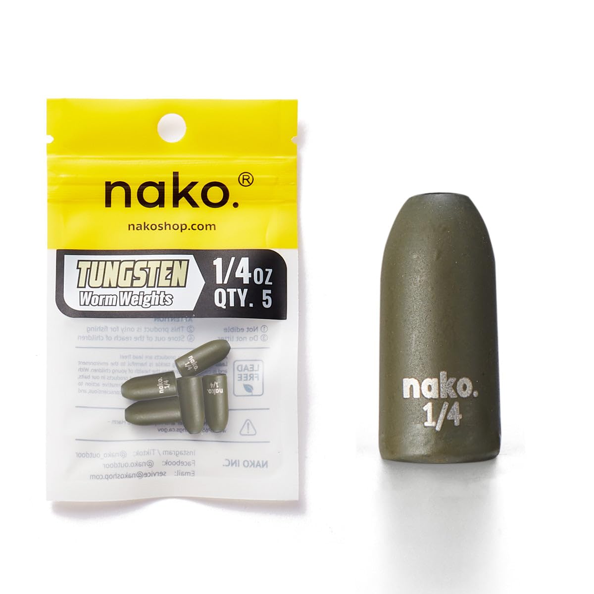 Nako Tungsten Bullet Weights for Fishing