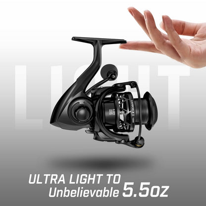 Piscifun Carbon X II Spinning Reels, Light to 5.5oz, Upgrade Carbon Frame Rotor, 22LBs Max Drag, 10+1 Shielded BB, 6.2:1/5.2:1, Smooth Powerful Freshwater Saltwater Spinning Fishing Reel