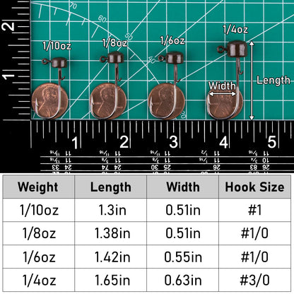 Dr.Fish 10 Pack Ned Rig Jig Heads Mushroom Finesse Jig Heads for Soft Lures Bass Fishing Hooks Swimbait Worms Trout Panfish Catfish Freshwater Fishing