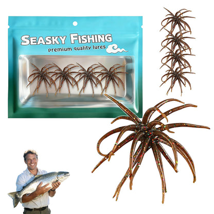 4Pcs Dice Bait, Floating TPR Swimbait with Reflective Stars,Tentacle Creature Lure, Sea Urchin Style Soft Plastic Baits, for Bass Fishing Drop Shot, Wacky Rig/Neko Rig and Finesse, Slow Sinking