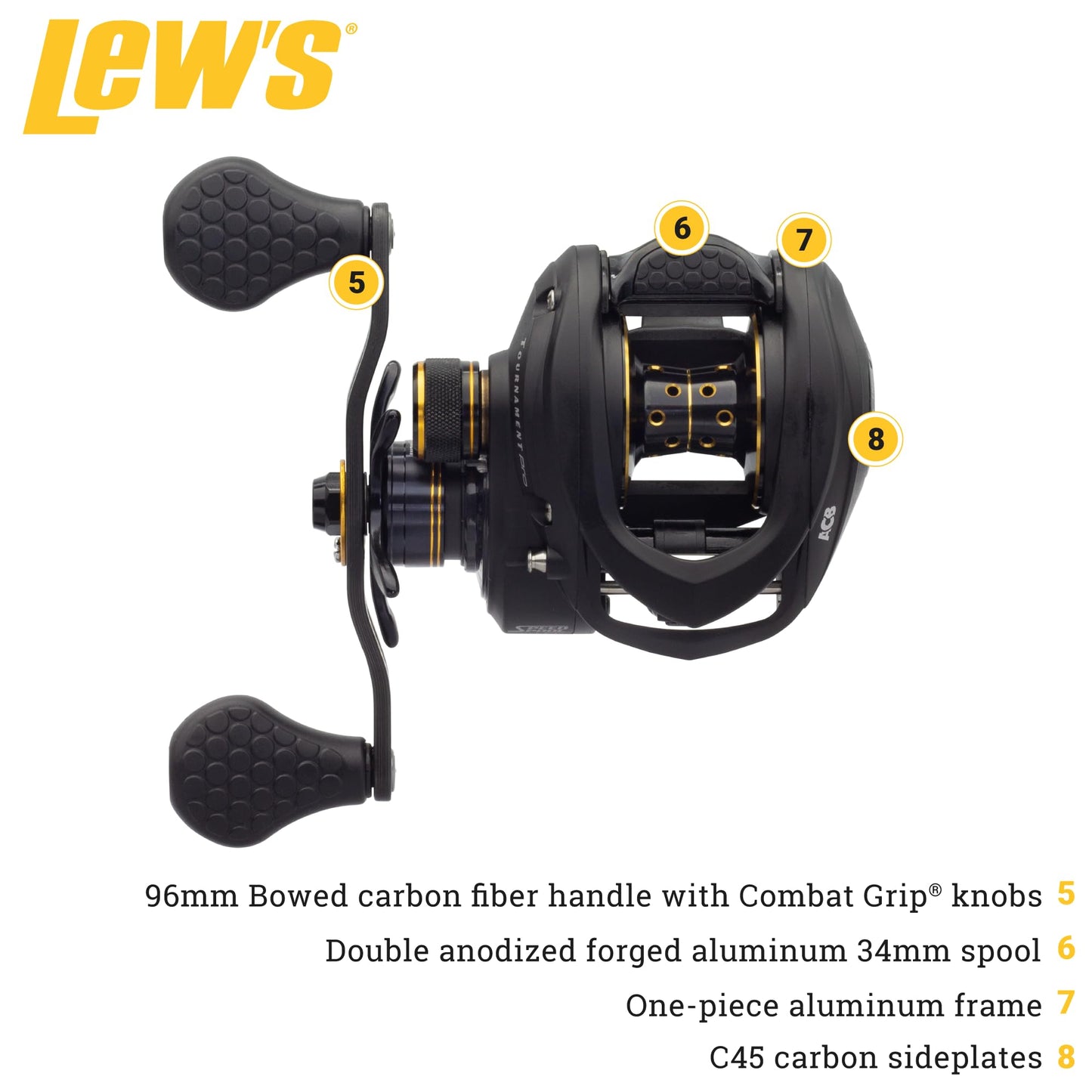 Lew's Tournament Pro LFS Speed Spool Baitcast Fishing Reel, Aluminum Frame, Premium 11 Stainless Steel Ball Bearings