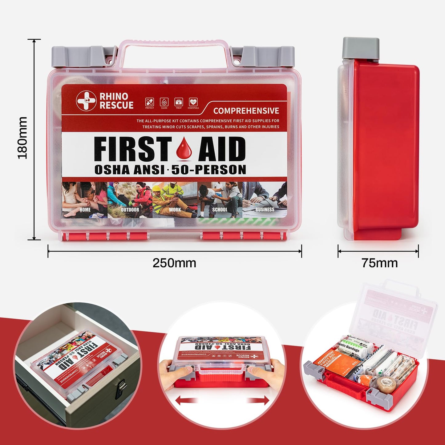 RHINO RESCUE 371 Pieces OSHA All-Purpose First Aid Kit