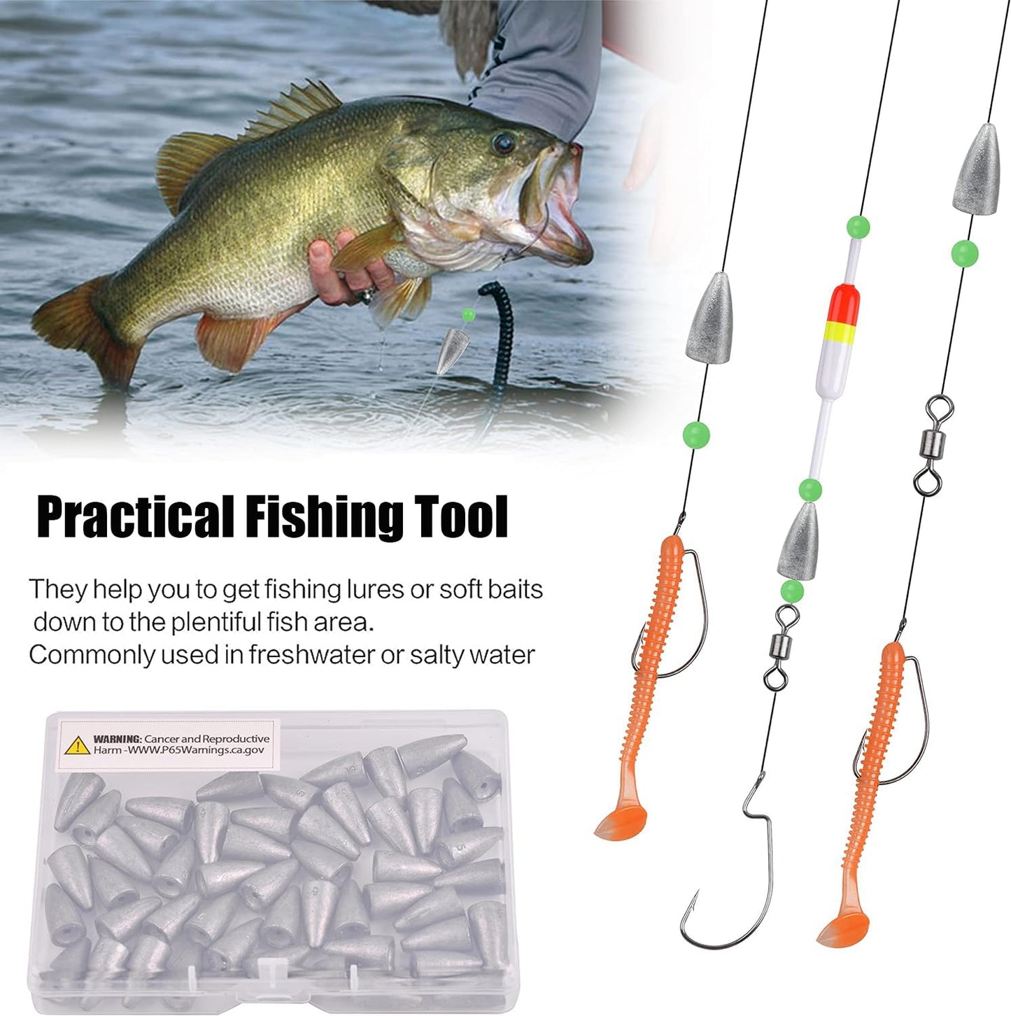 Lead Fishing Weights 30pcs Bullet Sinkers Worm Weights