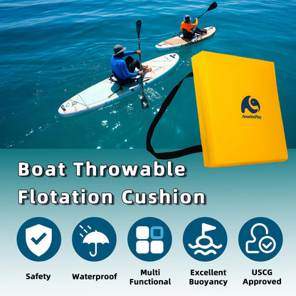 2 Pack Throwable Flotation Cushion, USCG Approved Type IV PFD Boat Throw Seat Cushion Life Preserver