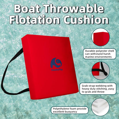 2 Pack Throwable Flotation Cushion, USCG Approved Type IV PFD Boat Throw Seat Cushion Life Preserver