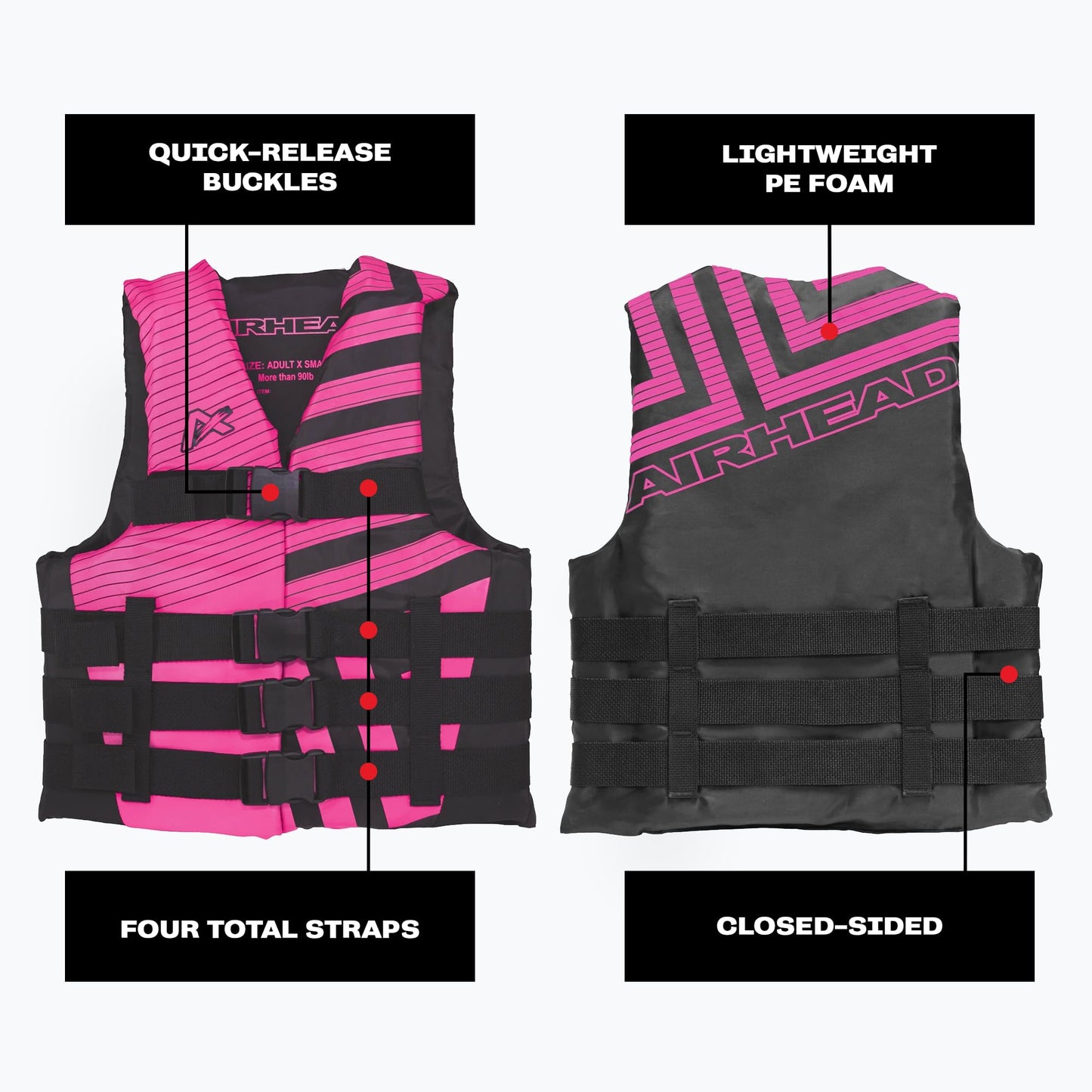Airhead Trend Life Jacket for Adults & Kids - USCG Approved Life Vest