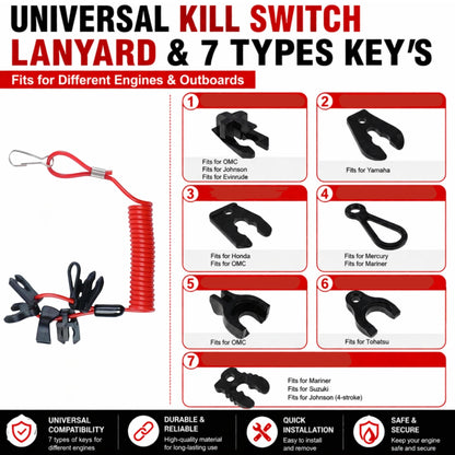 Boat Engine Safety Kill Stop Switch Lanyard