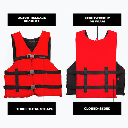 Airhead General Purpose Life Jacket for Adults & Kids - US Coast Guard Approved Life Vest