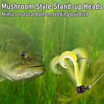 Dr.Fish 10 Pack Ned Rig Jig Heads Mushroom Finesse Jig Heads for Soft Lures Bass Fishing Hooks Swimbait Worms Trout Panfish Catfish Freshwater Fishing