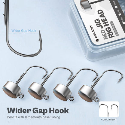 Ned Rig Jig Heads, 20 Pack Finesse Mushroom Jig Hooks Kit for Bass Fishing 1/16 3/32 1/8 3/16oz