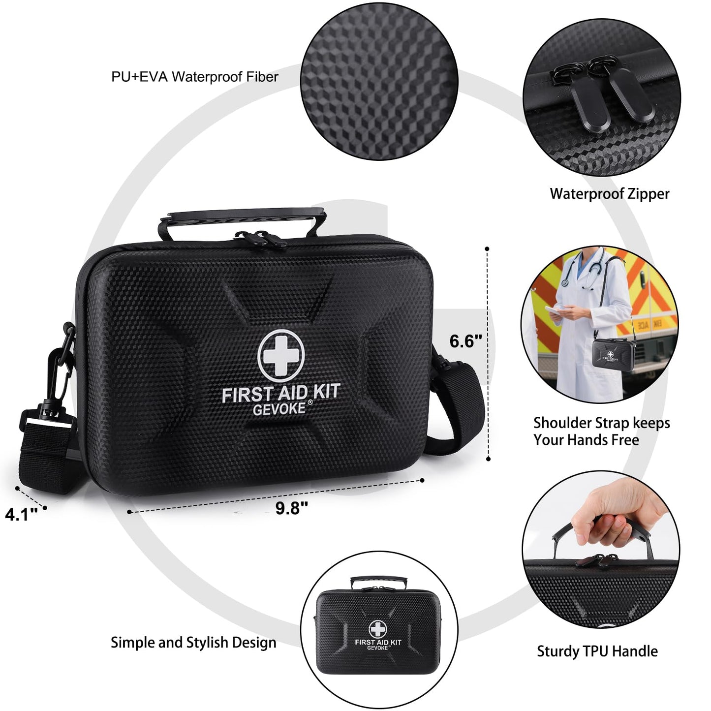 Gevoke 410 Piece Waterproof Hard Shell First Aid Kit for Home