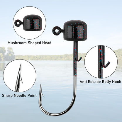 Dr.Fish 10 Pack Ned Rig Jig Heads Mushroom Finesse Jig Heads for Soft Lures Bass Fishing Hooks Swimbait Worms Trout Panfish Catfish Freshwater Fishing