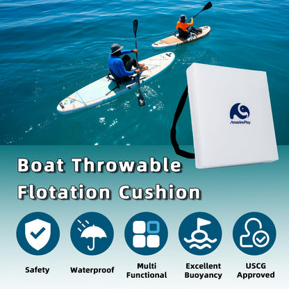 2 Pack Throwable Flotation Cushion, USCG Approved Type IV PFD Boat Throw Seat Cushion Life Preserver